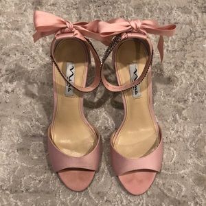 Nina crystal ankle strap open toe heels